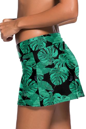Image of REKITA Women Swim Skirt Solid Color Waistband Skort Bikini Bottom