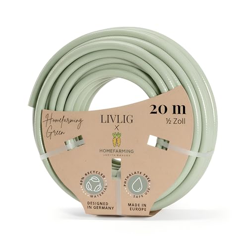 LIVLIG tuyau d'arrosage 20m 1/2 pouce, tuyau d'eau Made in Germany en matière recyclée, indéformable, Couleur: Vert