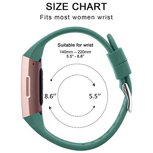 Image of Tobfit Silicone Band for Fitbit Charge 4 Fitness Tracker, Adjustable Wristband for Fitbit Charge 3 Fitness Tracker, Soft Sport Strap with Metal Buckle for Men Women