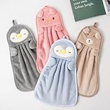 BATTILO HOME 4 Pack Kids Hand Towels for Bathroom, Fingertip Bath Towels with Hanging Loop, Kitchen Home Microfiber Hand Towels