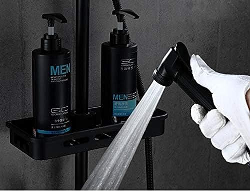 Ensemble de douche effet pluie noir avec robinet de bain en cuivre