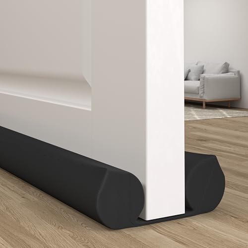 HIZH Lärmschutz & Zugluftstopper für Türen | Doppelseitige Türdichtung mit dickem Schaumstoff gegen Kälte Staub & Lärm | Senkt Heizkosten | 96cm anpassbar Schwarz