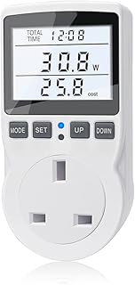 KETOTEK Energy Monitor Plug, Electricity Usage Monitor with 11 Modes, Power Meter Backlight Display, Energy Watt Voltage Amps Power Consumption Meter, Overload Protection for Home Appliances