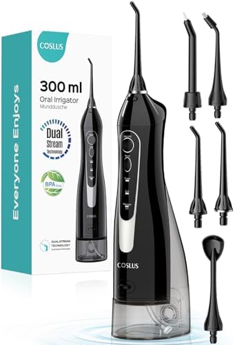 COSLUS Water Dental Flosser Teeth Pick: Portable Cordless Oral Ir...