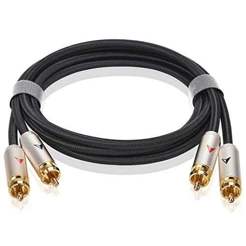 【LCYOUTH】2RCAオス to 2RCAオス RCAオーディオケーブル ステレオ 24k金メッキ 純銅コネクタ ナイロン編組 HiFi 音質 アンプ CDプレーヤー HDTV スピーカ AVアンプ ゲーム機等対応 (1M)