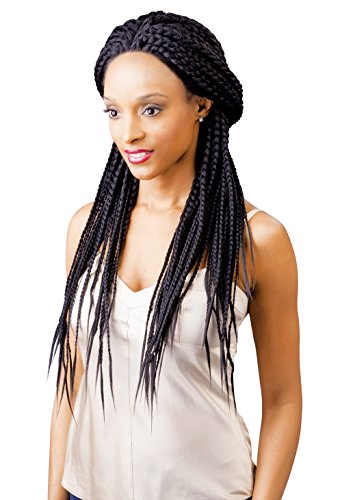 100% Kanekalon Magic Lace Front Wigs Senegal BOX BRAID for Women X-Pression #1 -32 Inches (4) by Magic Lace