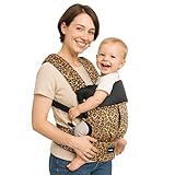 Baby Carrier with Lumbar Support, Cozy Baby Carrier Newborn to Toddler with Adjustable Seat Size, Ergonomic Infant Carrier with 3-Way Carry, Front Facing Toddler Hodler Carrier for Mom & Dad, Leopard