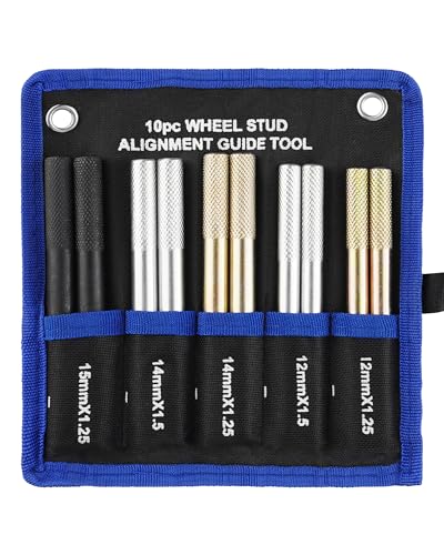 10PC Wheel Guide Pins, Wheel Alignment Pins Balancing Positioning Tool Fit All Cars for Changing Tires On Cars with Different Size Lug Bolts Safe Color-Coded Kit, M14x1.5/1.25, M12x1.5/1.25, M15*1.25