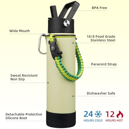 Image of BJPKPK 27oz Insulated Water Bottle with 3 Lids, Straw Lid & Handle