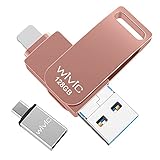 USB Flash Drive Photo Stick, WIVIC USB 3.0 Memory Stick for Photos, 128GB Photostick Thumb Drive Compatible with Phone/iPad/iOS/Android/Mac/PC (Pink)
