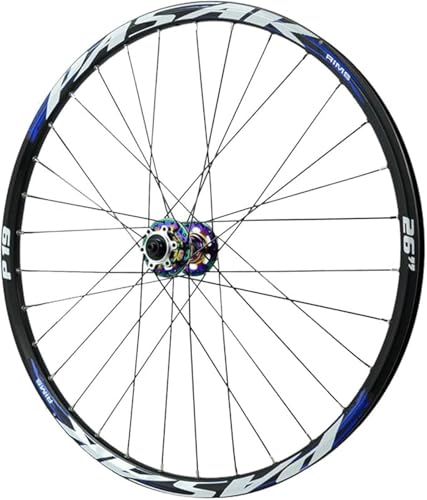 TINGMIAN Juego Ruedas Bicicleta Montaña Llantas Doble Pared 26/27.5/29 Pulgadas, Freno Disco 135 Mm 4 Rodamientos Sellados for Bicicletas 7/8/9/10/11/12 Velocidades(Front wheel,24 INCH)