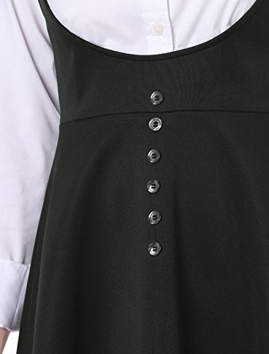 Allegra K Women's Basic Skater Skirt Button Decor Solid Flared Hem Suspender Dress L Black steampunk buy now online Allegra K Women's Basic Skater Skirt Button Decor Solid Flared Hem Suspender Dress L Black steampunk buy now online