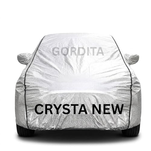 Image of Waterproof Car Body Cover for Crysta New All Weather Protection Comes with Inner Cotton Lining & Triple Stitched with Mirror & Antenna Pocket Belt & Elastic Fit Metallic Silver with Black Piping2