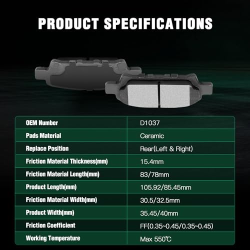 Image of AUTOMUTO 8PCS Front & Rear Ceramic Disc Brake Pads Set D1037 D1285 For Chrysler 200 Sebring For Dodge Avenger Caliber For Jeep Compass Patriot
