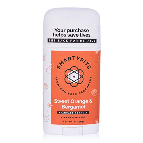 SmartyPits -2 Pack Natural/Aluminum-Free Deodorant (with baking soda) Paraben Free, Phthalate Free, PROPYLENE GLYCOL FREE, Not Tested on Animals | 2.9oz (Sweet Orange Bergamot)