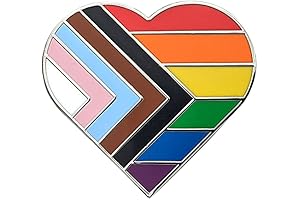 Heart Progress Pride Flag LGBTQ POC Transgender Enamel Lapel or Fabric Pin