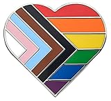 Heart Progress Pride Flag LGBTQ POC Transgender Flag Enamel Pin - Lapel or Fabric Enamel Pin