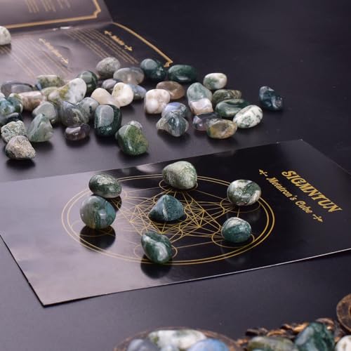 Image of Polished Moss Agate Crystals - 72 Pcs, 0.5 inch 10 oz Handpicked Natural Tumbled Gemstones Rocks, Pebbles for Reiki, Chakra, Healing Home Decor