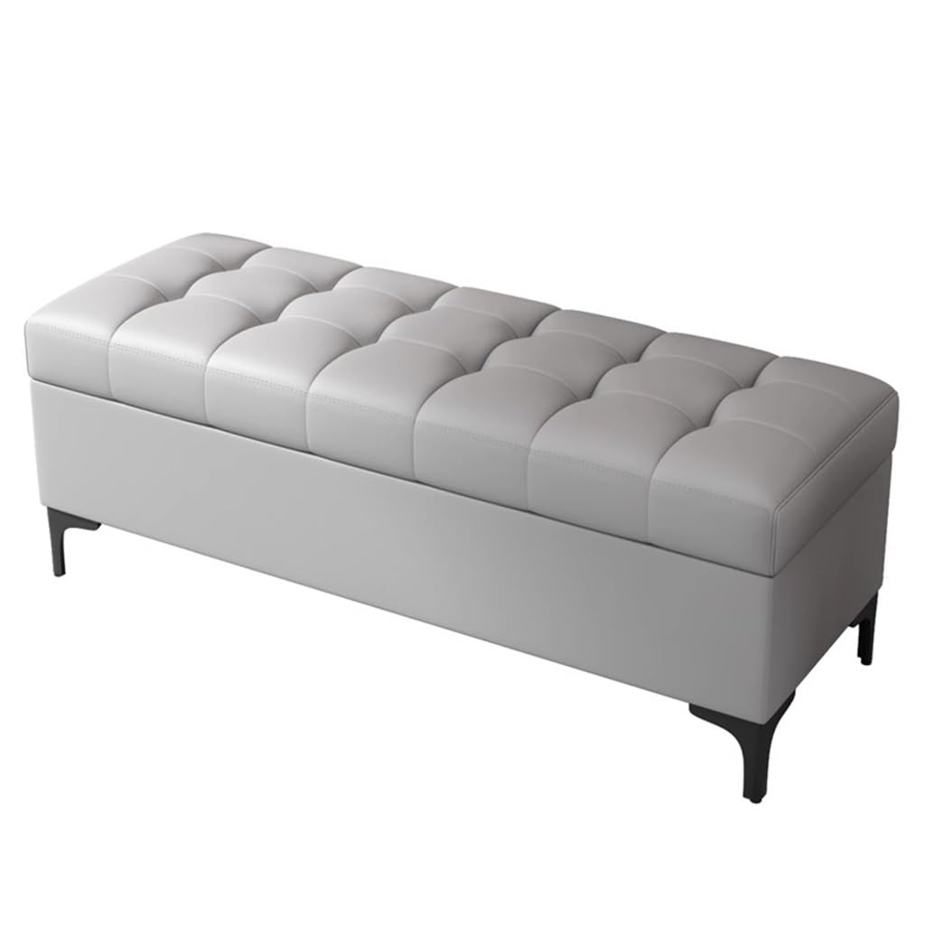 Wdsopk Grey Storage Ottoman Bench For Bedroom,End Of Bed Storage Benches With Foot,Upholstered End Of Bed Bench,Rectangular Bed Ottoman Benches For Living Room（-60Cm）