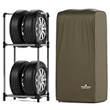 PYKES PEAK (パイクスピーク) タイヤラック カバー セット 軽自動車 普通自動車 幅52.5×奥行29.5×高さ127 耐荷重 120kg 4本 横置き タイヤ保管 タイヤ収納 タイヤラックカバー タイヤカバー タイヤステーション M (シルバーグレー)