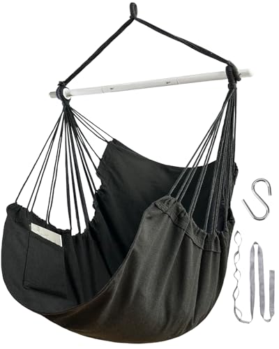 Image of Lulladle Hammock Chair Hanging Rope Swing - Hammock Chair Bedrooms - Swing Chair Indoor - Hanging Chair Outdoor - Max Weight 500 Lbs