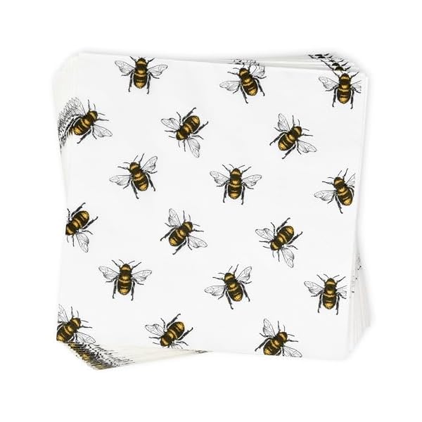   Gift-Boutique-100-Bee-Cocktail-Beverage-Napkins-Disposable-Paper-Honey-Bumble-Bees-Dessert-Napkin-for-Spring-Summer