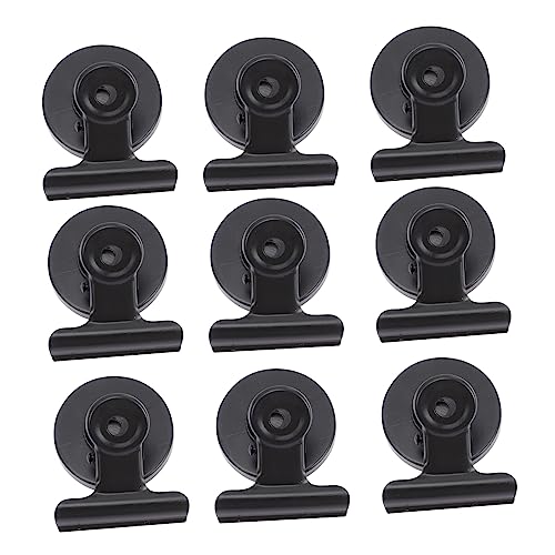 SHINEOFI 10 Piezas Presilla Magnética Ganchos para Colgar Arcon Congelador Neveras Heladera Calandraka Clip De Imán De Nevera Imán De Refrigerador Clip De Imán De Pizarra Metal Black