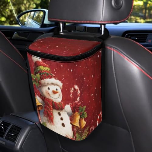 Image of Christmas Snowman Candy Hanging Garbage Bin Cute Car Accessories Multipurpose Trash Bin Decoration Car Interior for Women Men
