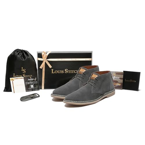 Image of LOUIS STITCH Suede Leather Chukka Boot for Men | High Ankle Casual Office & Trekking Shoes | Hiking Boot | Stitch Down Desert LSSD