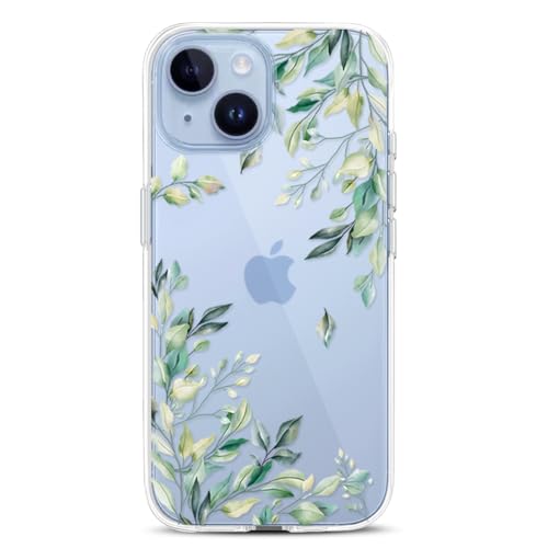 Coque iPhone 15 anti-choc évite les bris d'écran motif fleur transparent
