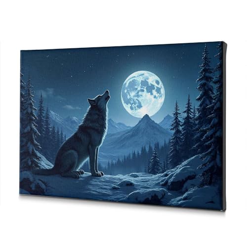 Stickers muraux loup hurlant sur toile 40x60 cm pour salon