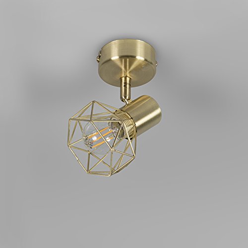 Qazqa Moderno Set 3 focos art deco giratorio oro - MOSH 1 Acero Redonda Adecuado para LED Max. 3 x 40 Watt