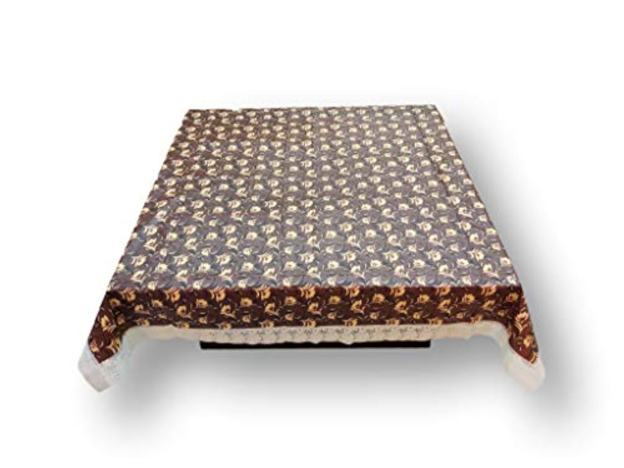Brown Leaf Design PVC Printed Centre Table Cover