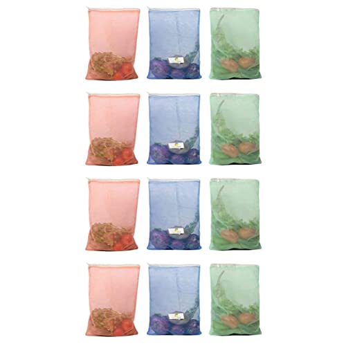 Homestrap Reusable Mesh Fridge Storage Bags Set of 12 | Fruit & Vegetable Bags for Refrigerator | Washable Multipurpose Groce