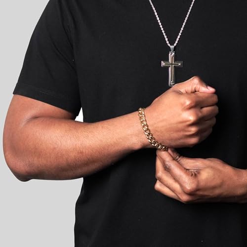 Invicta Bracelet for Men, Stainless Steel Curb Link Chain Jewelry, 8.5mm-11.5mm, 8.5"-9"2