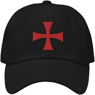Knights Templar Hat - Christian Catholic Crusader - Knights Templar Cross Embroidered Adjustable Baseball Cap
