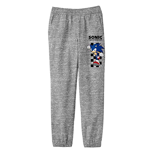 Sonic The Hedgehog Video Game Checkered Graphic Youth Boys Heather Grey Sweatpants
