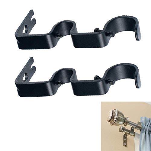Nuoda 2 PCS Double Curtain Rod Bracket,Wall Bracket,Heavy Duty Vintage Curtain Rod Holder for 1