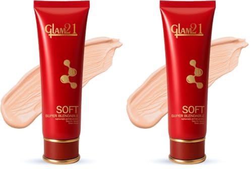 Image of Glam21 Blendable Tube Foundation | Hides Skin Imperfections, Dark Spots, Fine lines | Lightweight | Suitable for All | 6 Shades Match Indian Skin Tones | 70gm|03-Vanilla Creme (Pack of 2)