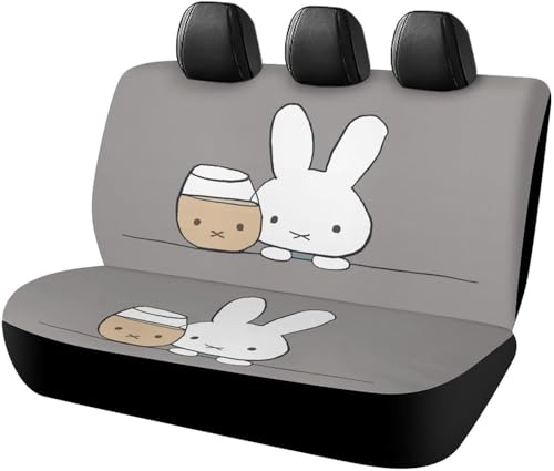 後部座席カバー ミッフィー カーシートカバー 後席クッションカバー リアシートカバー 汎用 軽/普通車/SUV後部座席対応 カー用品 取付簡単 滑り止め 通気 汚れに強 四季通用 人気