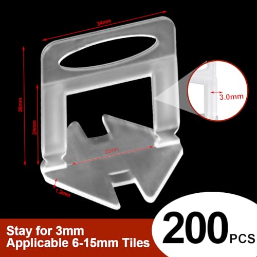 Flintronic 200PCS Tile Leveling System 3mm, Tile Spacers Leveling Clips 1/8" (3MM), Tile Spacers Only, Tile Leveler Spacers - Image 2
