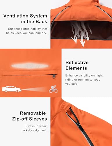 Image of Little Donkey Andy Women's UPF 50+ Cycling Jacket Windbreaker with Removable Sleeves
