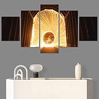 SIGNWIN 5 Panel Canvas Wall Art Abstract Colorful Hallway Industrial Lights Modern Artwork for Home Decorations Ready to Hang - 60