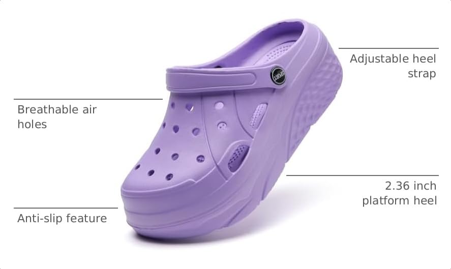 Image of SECHRITE Womens Platform Clogs Garden Shoes Waterproof Beach Pool Sandals Summer Mules Home Slippers Shower Shoes