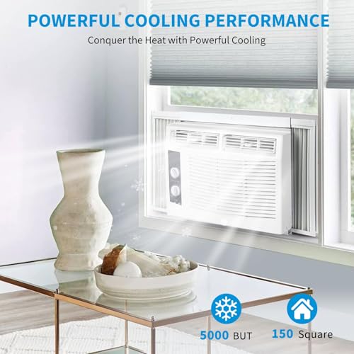 Image of 5,000 BTU Small Window Air Conditioner, Cool up to 150 Sq. Ft. with Easy-to-Use Mechanical Controls and Reusable Filter, Perfect for Small Bedroom, Living Room, Home Office