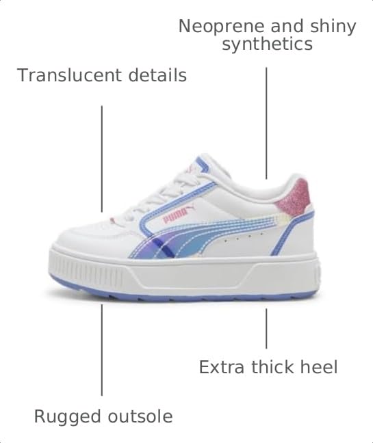 Image of PUMA Kids Girls Karmen Rebelle Platform Lace Up Sneakers Shoes Casual - White