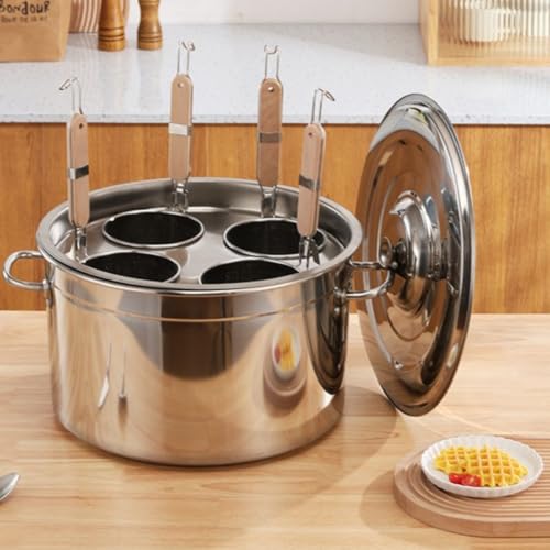 特厚ステンレスゆで麺鍋 そばゆで釜 高湯鍋 おでん鍋 両手深型鍋 ザル付き 多機能煮込み鍋 防錆 耐久性 家庭用・業務用 ガス・IH対応 (40cmセット(粉ふるい付き・穴あきプレート付き))