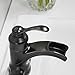 Homevacious Waterfall Bathroom Faucet Oil Rubbed Bronze Black Single Handle 4 Inch Centerset Basin Sink Vanity Faucets Lavatory One Hole Lever Mixer Tap Deck Mount Supply Hose Commercial Lead-Free