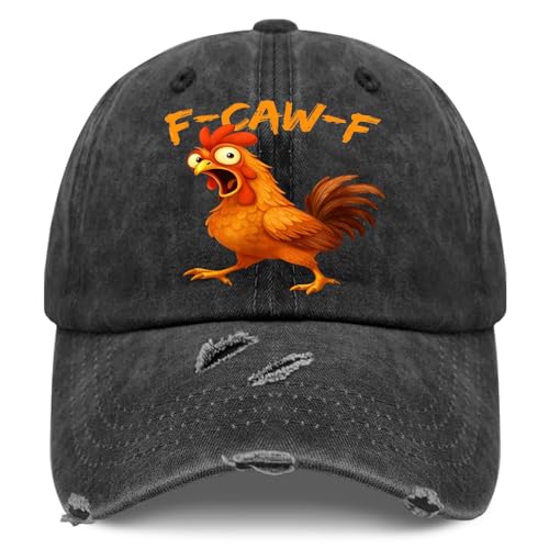 FCaw F Rooster Funny Hat Printed Chicken Whisperer Cap Adjustable Dad Hat for Men Women Backyard Farmer Poultry Gift