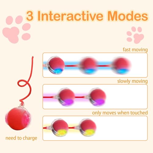 Image of Interactive Cat Toy - Cat Toys for Indoor Cats Smart Silicone Rolling Ball with Tail,Bird Sound, Motion Activated,Kitten Puzzle Toys for Bored Indoor Adult Cats & Dogs (1-Pcs )